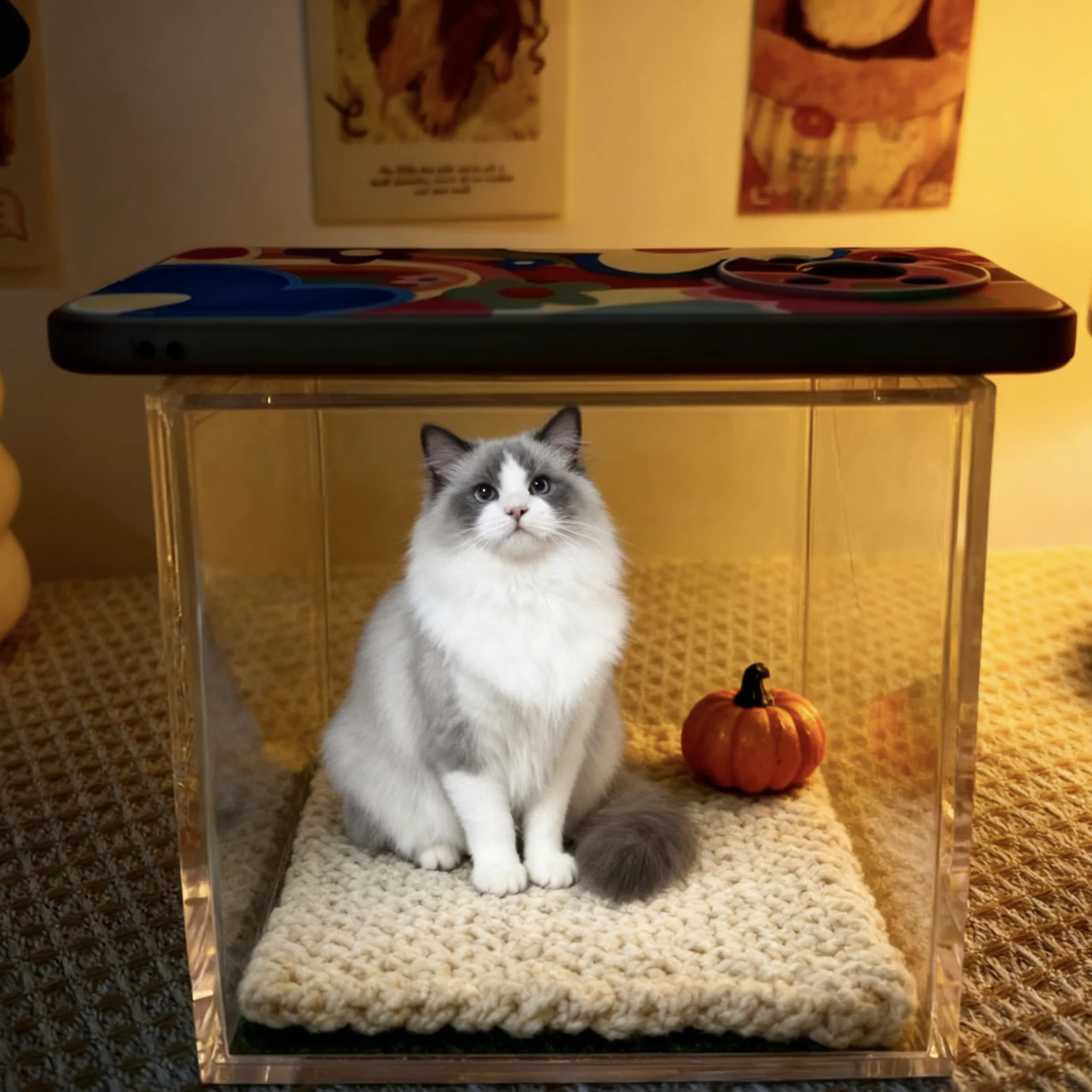 

Pet holographic digital house, pet commemorative ornament, high light transmission material holographic image pet DIY