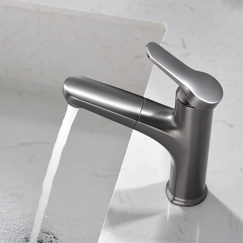

Gray basin pull-out faucet, household basin hot and cold faucet, bathroom cabinet faucet, bathroom faucet