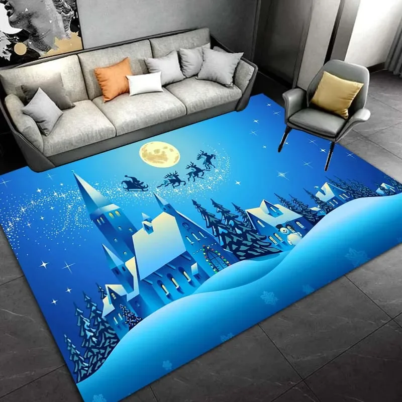 3D Christmas cartoon carpet, living room bedroom home decor carpet garden lawn carpet kitchen bathroom Mat Christmas present