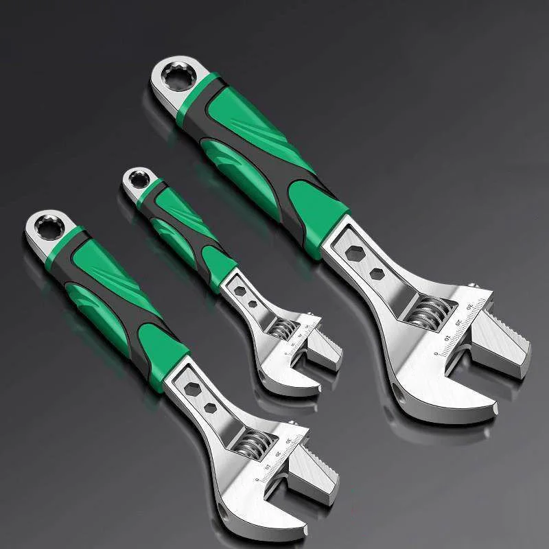 8 10 12 Inch Adjustable Wrench Wide Jaw Universal Spanner Multi-function Plumbing Pipe Tool Set Motorcycle Repair Spanner