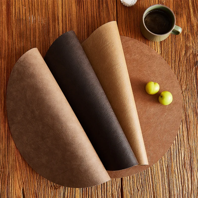 Cowhide Pattern Placemats And Coasters Set for Coffee Shop Kitchen Dining Table Mat Wedding Table Decor 1/4/6/10 Sets Options