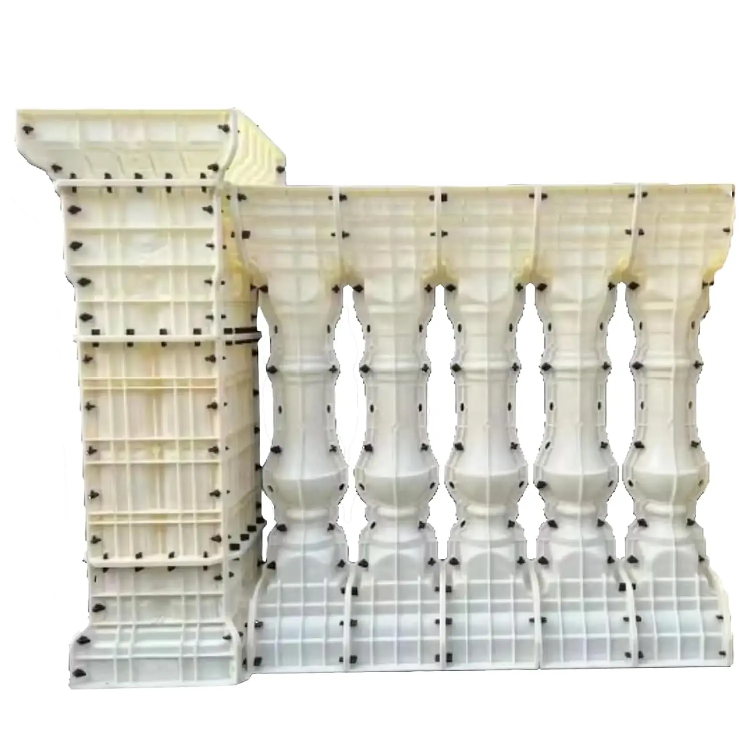 110cm Balcony Spacer Mold + 5 Pairs 100cm Cast-in-Place Balcony Molds Set, Reusable ABS Concrete Railing Molds for Outdoor