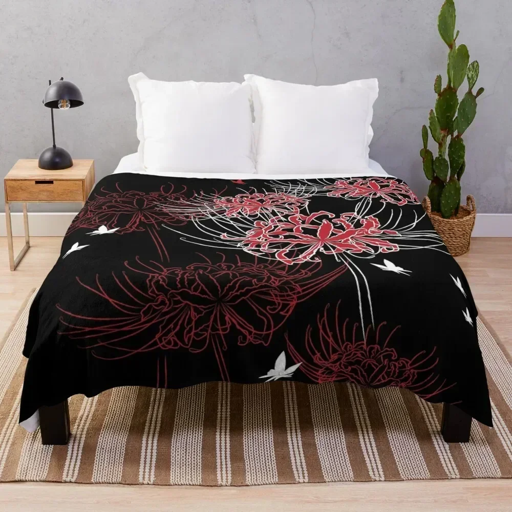 

Spider Lily Butterfly Design Throw Blanket Breathable Lightweight Blanket for Adults Kids