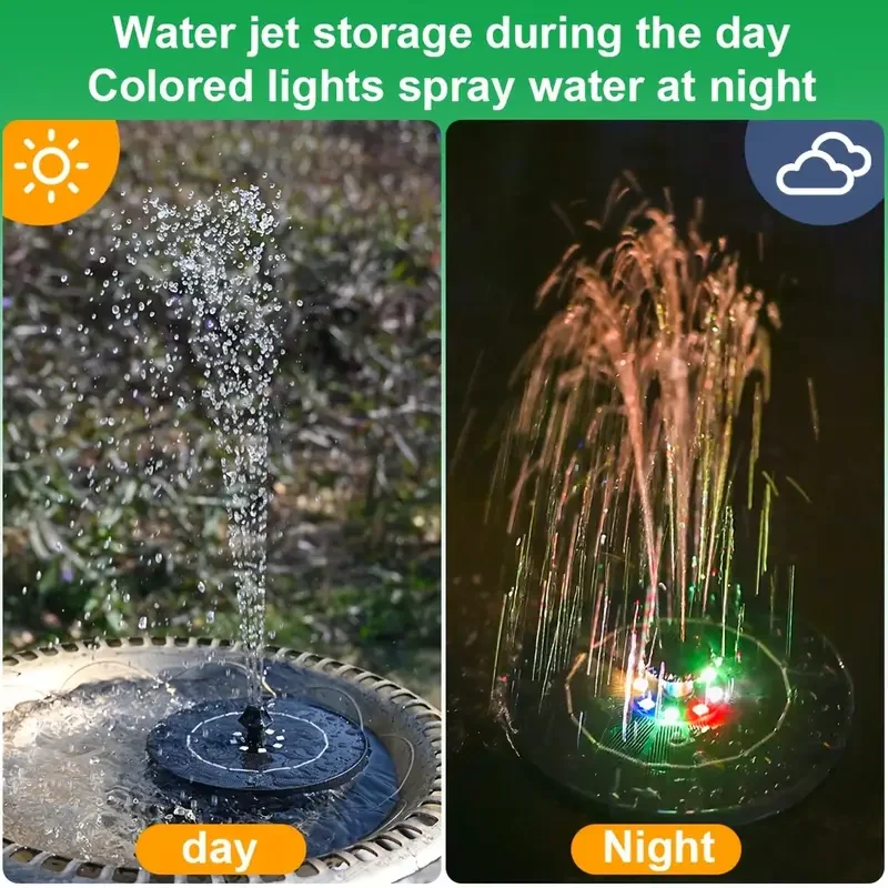 Solar Fountain for Bird Bath Water Pump with Colorful Lights Independent Portable For Garden Pond Swimming Pool  Aquarium view 2