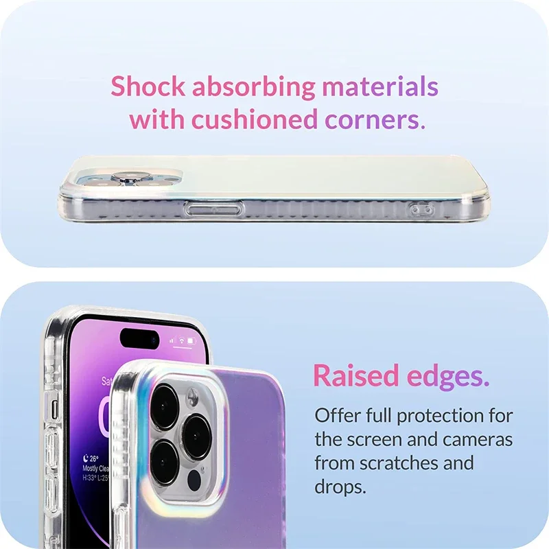 Rainbow Iridescent Laser Gradient Case for IPhone 15 14 13 12 11 Pro Max Plus XS XR X for IPhone15 15Pro 14Pro Shockproof Cover