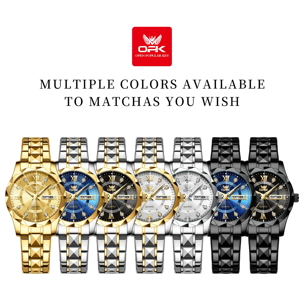 OPK Women Watches 6023L Elegant Fashion Original Quartz Watch for Lady Waterproof Stainless Steel Strap Small Dial Luminous Date