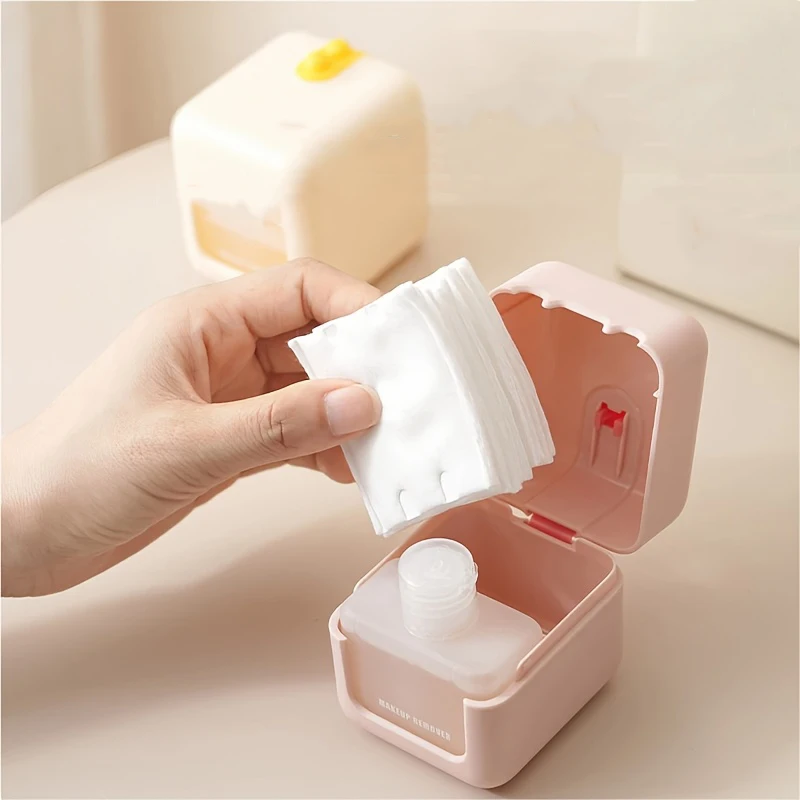 1pc Portable Travel Makeup Removal Box, 2-in-1 Multi functional Storage Box for Cleaning and Unloading, Portable for Going Out