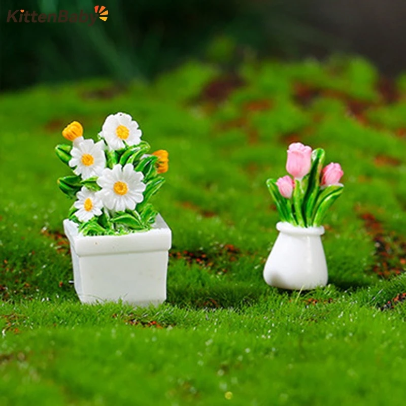 1PC Simulation Potted Plants New Dollhouse Mini Flowerpot Potted For Green Plant In Pot Doll House Furniture Home Decor