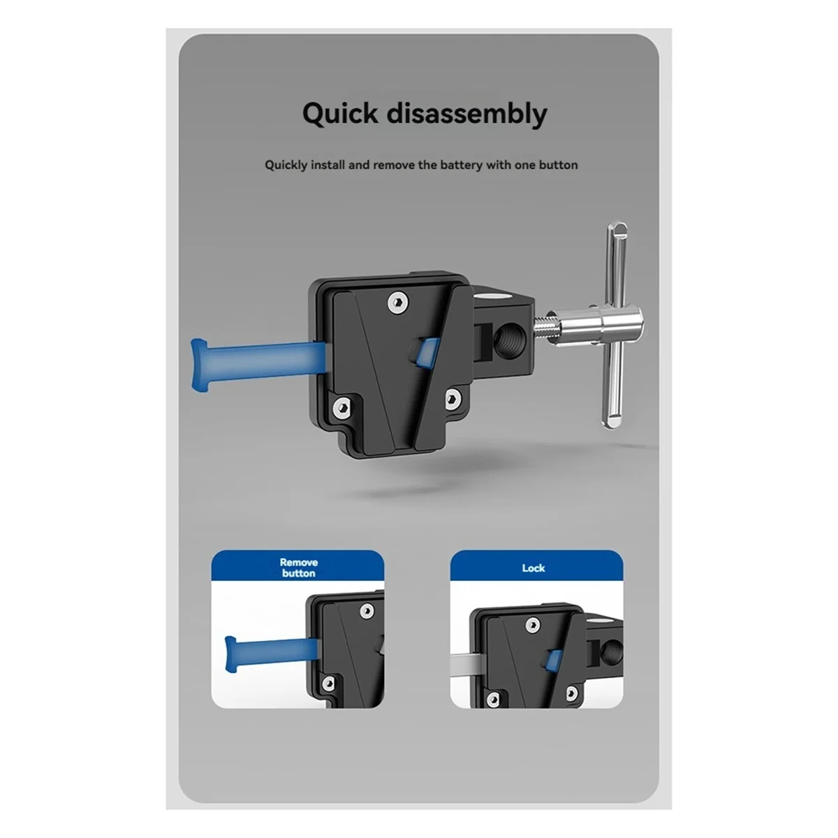 Placa de batería de montaje en V mini con abrazadera de cangrejo y bloqueo de liberación rápida, varillas de 15 mm - para baterías de montaje en V