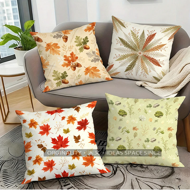 Fall Botanical Throw Pillow Covers Pattern Cushion Cover Suitable for Sofa Bedroom Car Pillow Cover