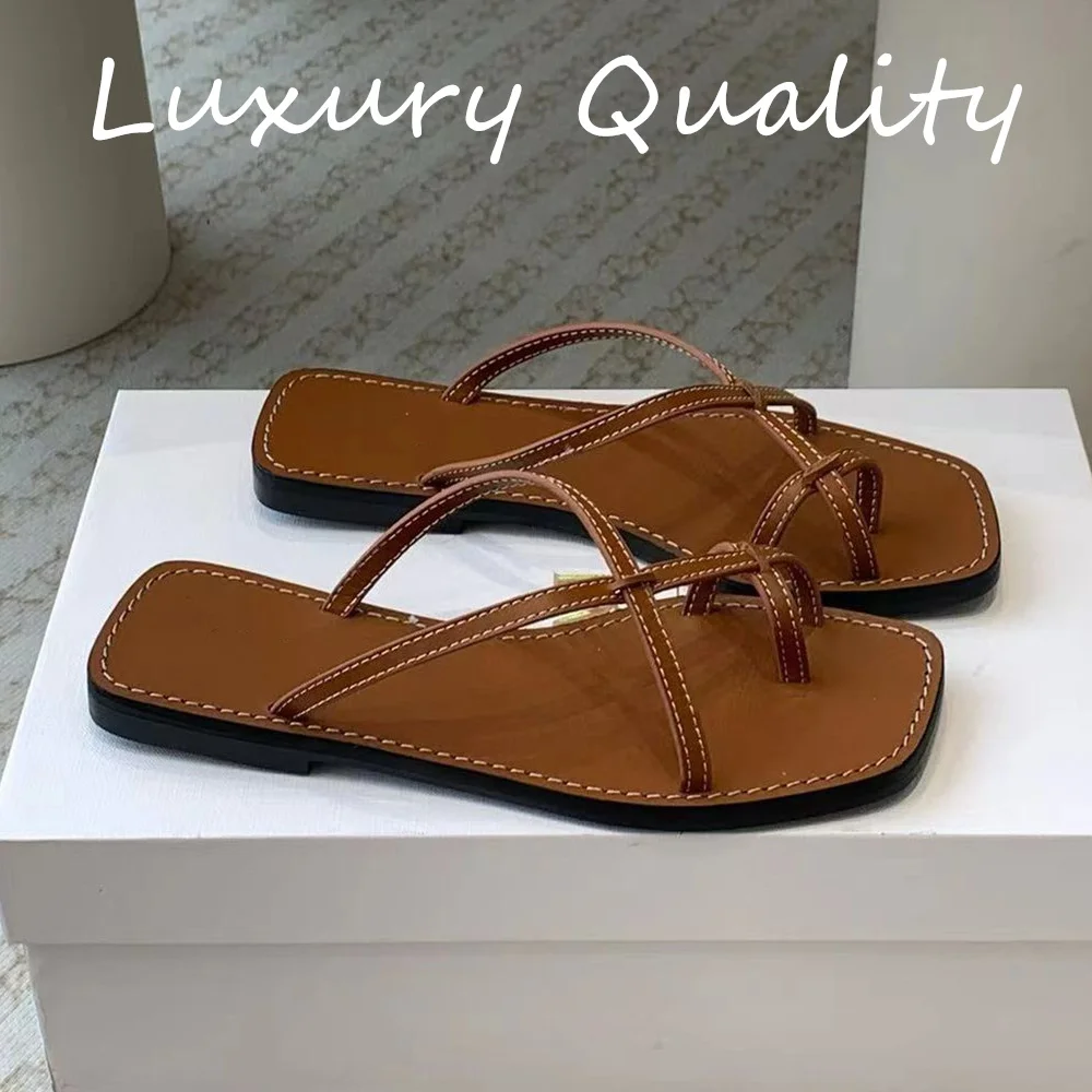 2024 New Women's Summer  Flat Slippers Round Open Toe Casual Home Shoes Casual Comfort Vacation Beach Shoes