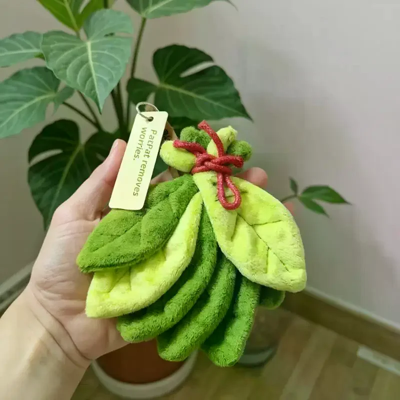 Ciondolo in peluche con foglia di pomelo da 1 pezzo per rimuovere lo sfortunato; Accessorio per la camera da letto di casa, portachiavi con motore, omaggio di compleanno