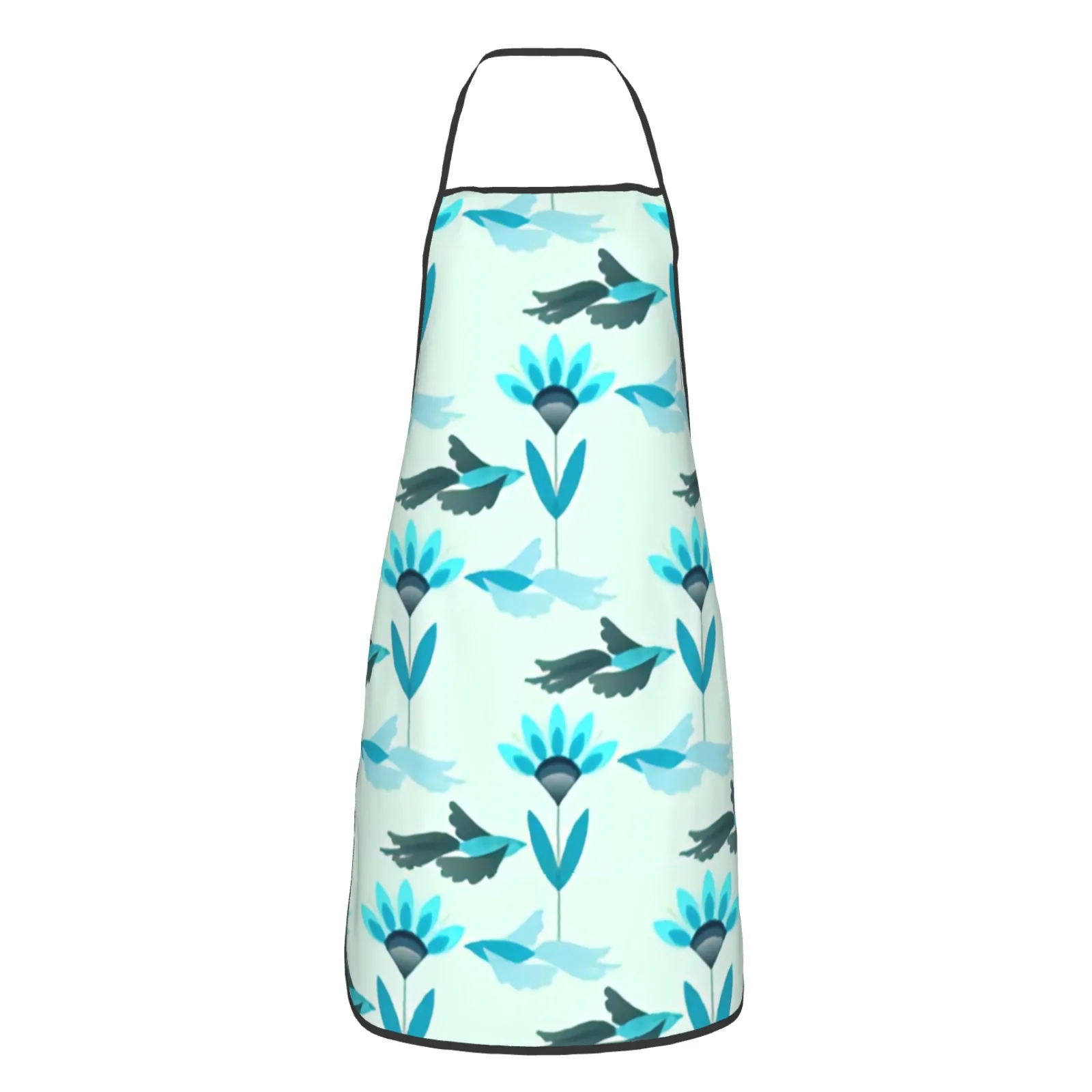 Flower Polyester locking hem Apron Home Cooking Baking Kitchen Blue Flower Apron Limb Blue Limb Blue Bird Geometric Geometrical