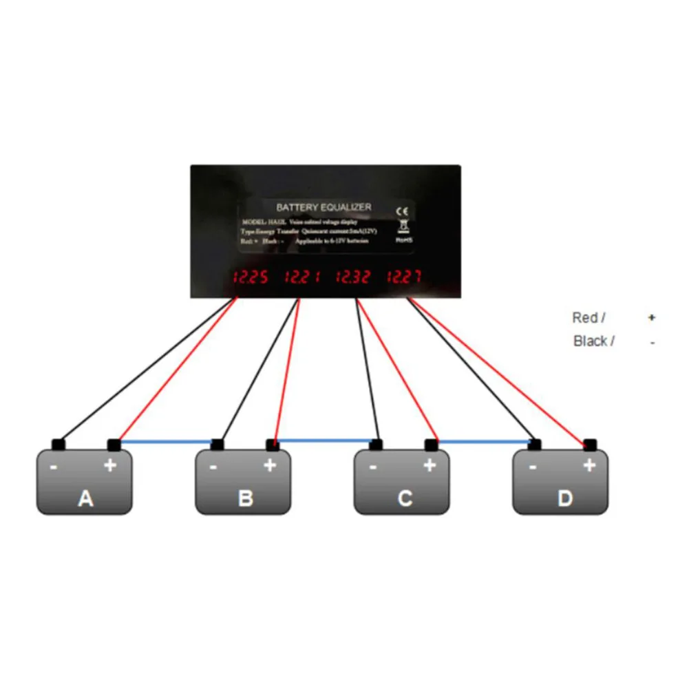 48V HA12L Battery Equalizer Reverse Connection Protection Voltage Display Real-time Voltage Monitoring