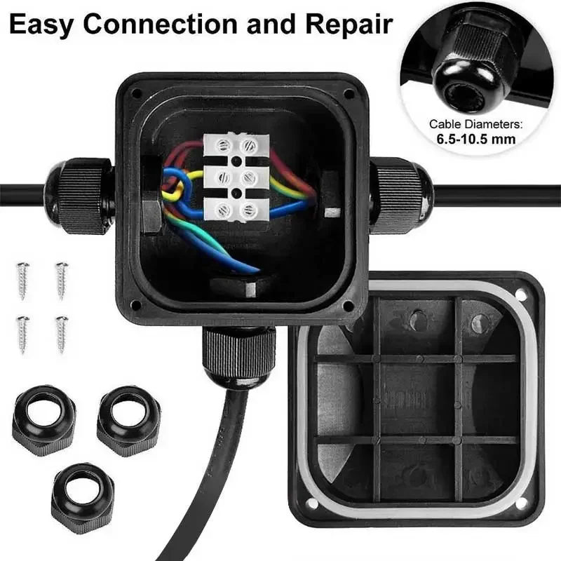 IP68 Tee Junction Box LED Outdoors Waterproof  T-type Branching 450V 24A 1 To 2 Waterproof Box for Buried Streetlights Connector image 2