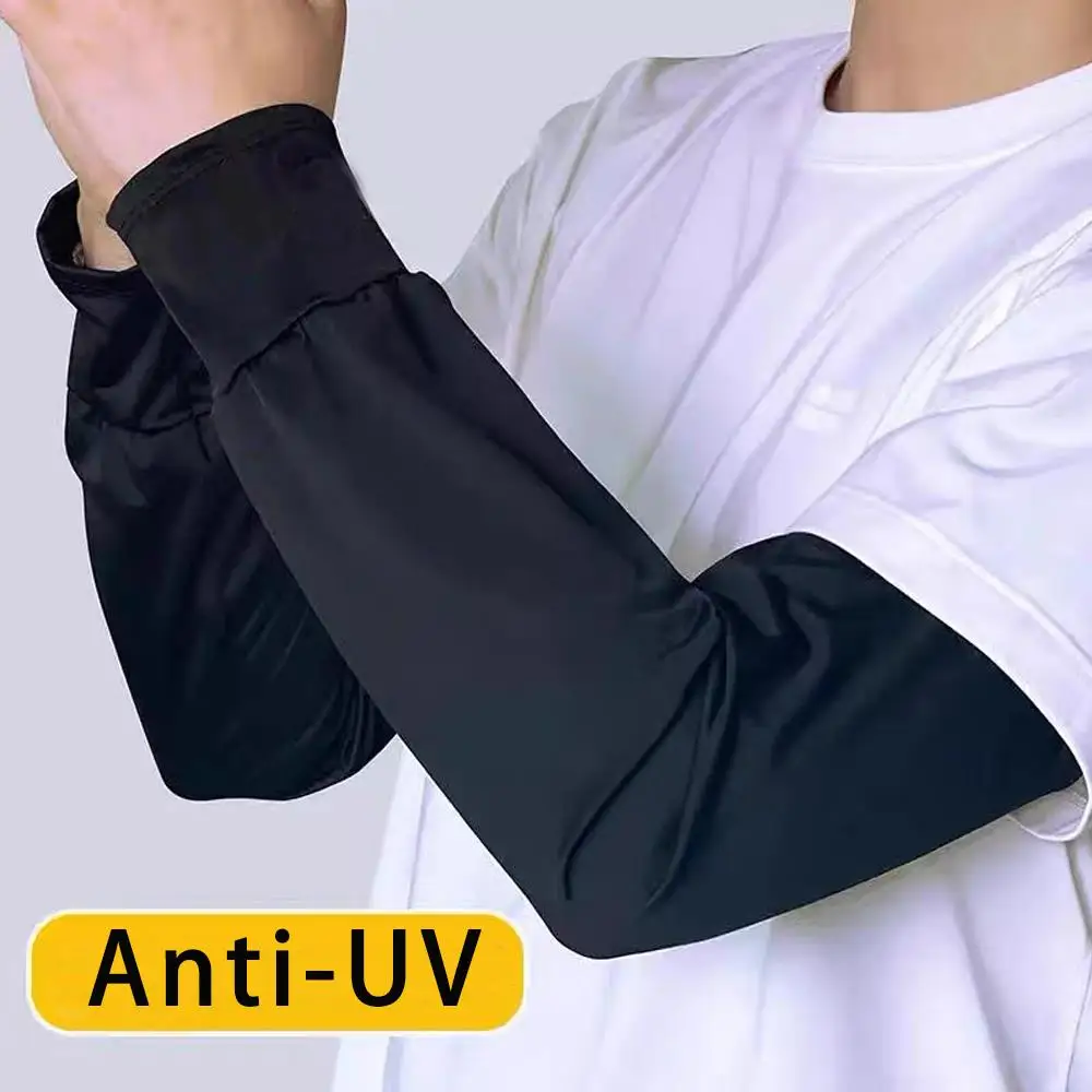 

1Pair Ice Silk Sleeve Sun Protect Anti-Slip Sunscreen Cuffs Large Size Driving Sun Protection Arm Sleeves Breathable Arm Warmer