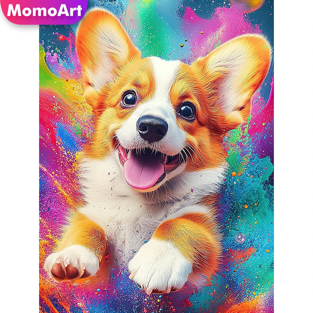 Momoart Diamant-Stickerei Hunde-Motiv DIY Neues Bild mit Strass-Diamanten Diamant-Mosaik Kreuzstich Handarbeit Hobby