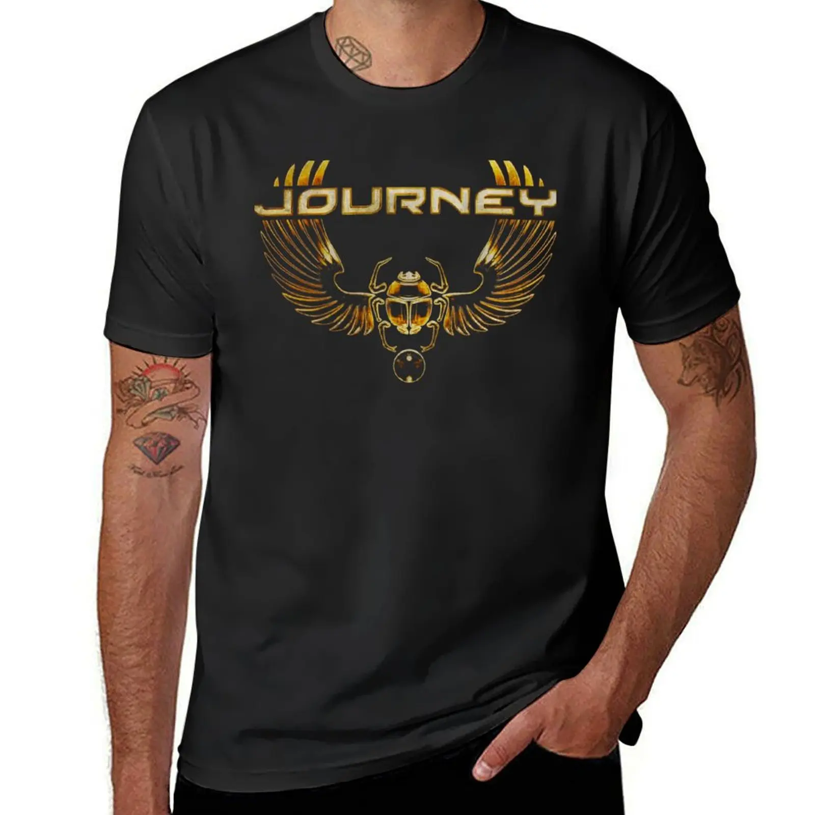 Journey Into Infinity Golden Distressed Retro Vintage Band T-Shirt T-Shirt oversized plain white t shirts men