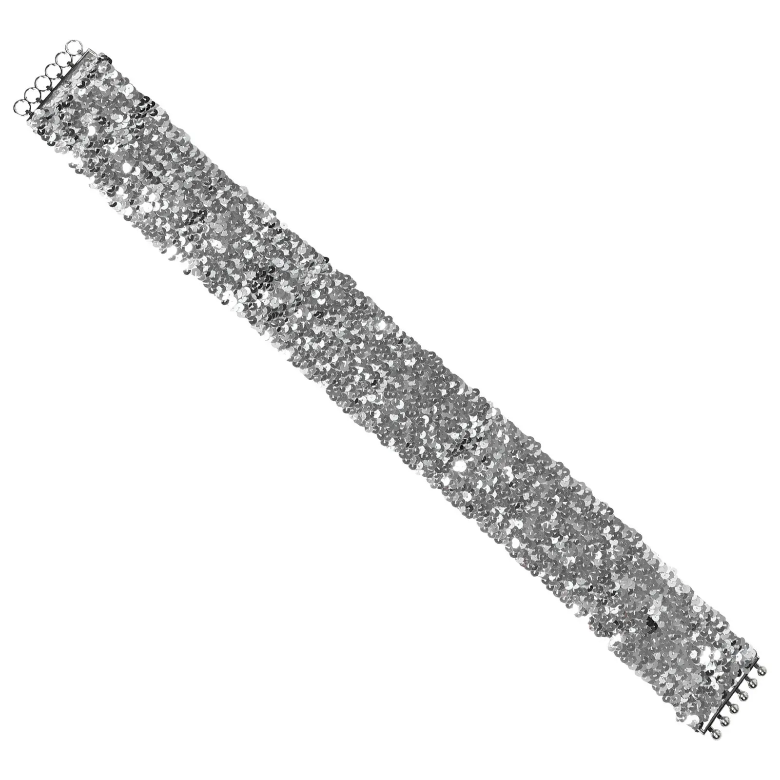 

Glitter Sequin Belt Wide Elastic Waistband 70S 80S Disco Party Costume For Women Girls Sparkly Metal Buckle Dance Festival