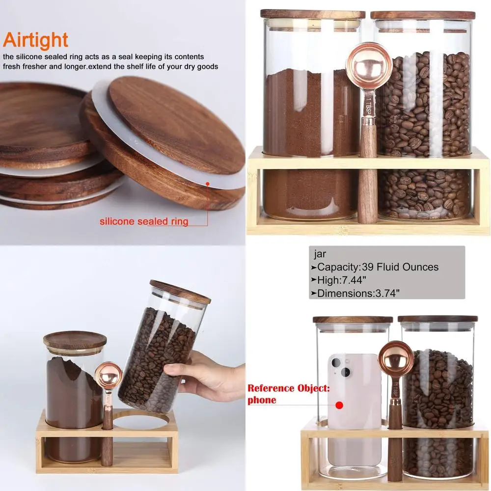 

Airtight Glass Canisters for Coffee Beans, Tea, Matcha, Nuts Storage