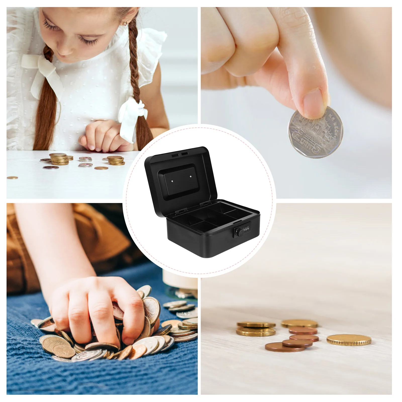 صندوق النقود المعدنية المال صناديق معدنية صغيرة حقيبة للتخزين للمنزل ديكور منظم صندوق الأمان الصغير العناصر الشخصية الهدايا #6