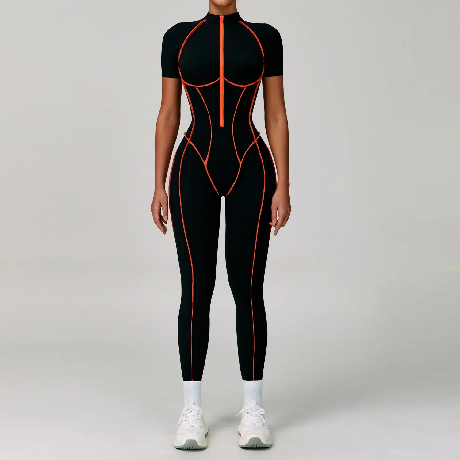 

Backless Rompers Workout Sports Overalls Zipper Jumpsuit Women Gym Running Fitness Suits Tracksuit Short Sportswear Yoga Set