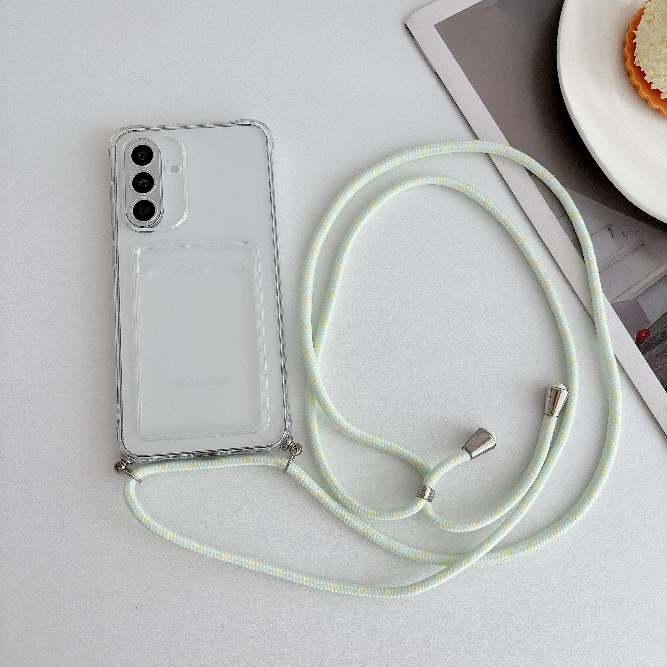 With Card Slot Clear Phone Case For Samsung Galaxy S26 S25 S24 S23 S22 S21 S20 Plus Edge FE 2022 5G Crossbody Lanyard Back Cover view 4
