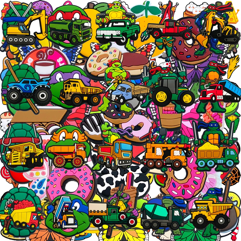 Random 12-100Pcs Cartoon Shoe Charms, Mixed PVC Shoe Decorations, Clog Sandals Buckle Accessories, Kids DIY Shoe Ornaments Gift