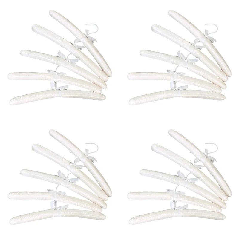 

20X White Satin Padded Clothes Hook Hanger