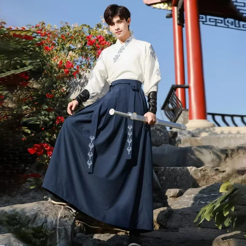 

Hanfu Dress Ancient Costume Retro Embroidery Folk Dress Men Tang Suit Ancient Costume Swordsman Clothing Male Kimono Hanfu