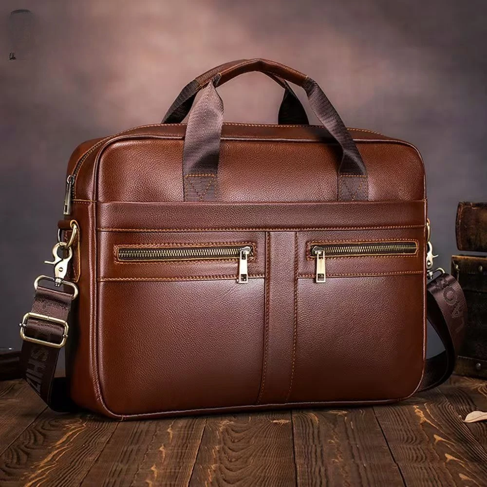 2027 New Fashion Luxury Cow Genuine Leather Business Men Briefcase Male Shoulder Bag Men's Messenger Bag Tote Computer Handbag