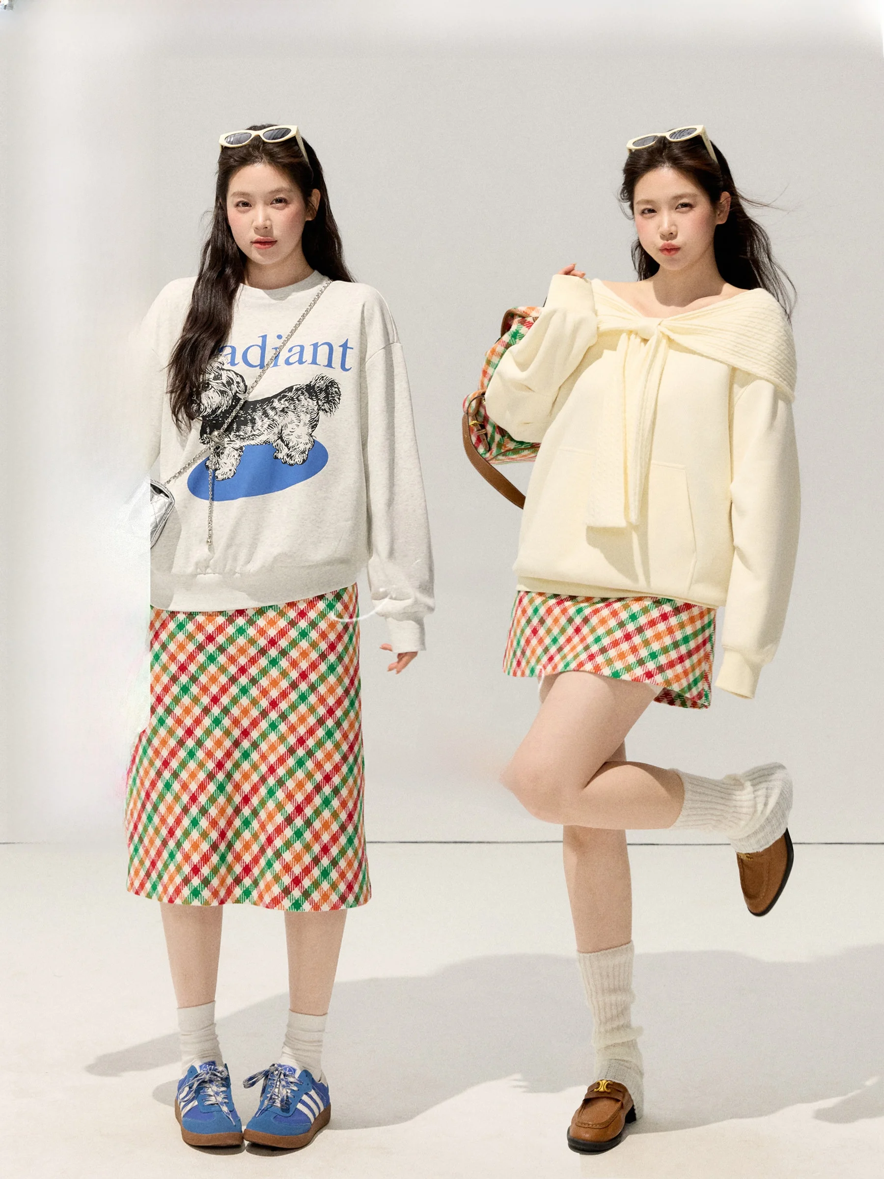 

Jiulu Studio "Heart Tob Theatre" plus Size Plaid Skirt Color Blo Dopane Miu Sensation A-Line Skirts for Women