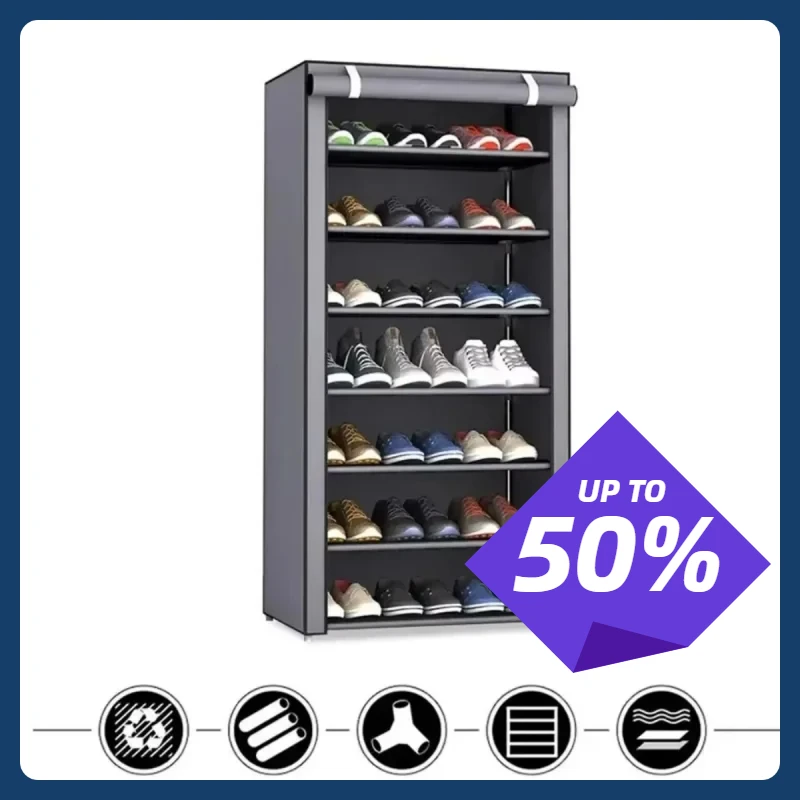 

Простая полка для обуви, многослойная компактная и экономичная бытовая пылезащитная шкаф для хранения обуви, простой шкаф с дверью в общежитии
