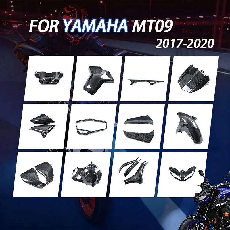 

YAMAHA MT09 FZ-09 2017 2018 2019 2020 Carbon Fiber Shell Mudguard Panel Set for Modification - Complete Kit