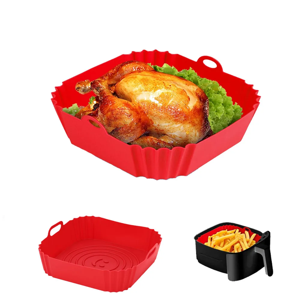 1Pcs Air Fryer Silicone Liners Nonstick Airfryer Basket Reusable Baking Tray Easy to Clean Pizza Pan Oven Kitchen Accessories