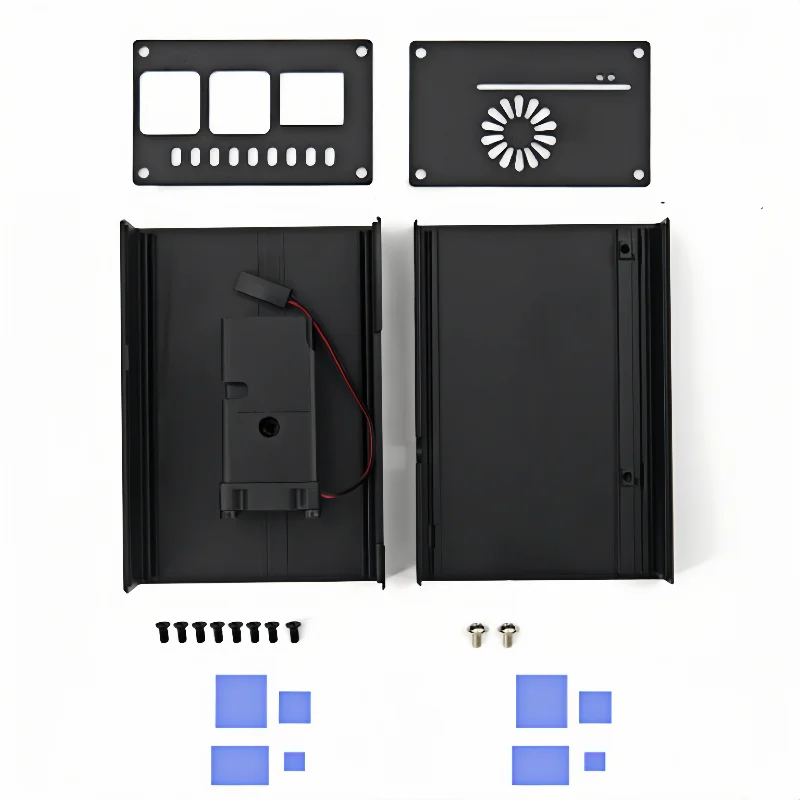 Boîtier en métal pour Raspberry Pi 4 modèle B, ventilateur de refroidissement puissant intégré, coque en alliage d'aluminium