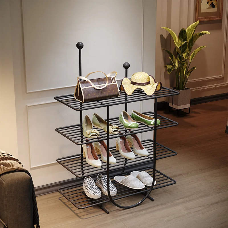 

Light luxury shoe cabinet storage artifact Nordic style wrought iron entry shoe rack simple door free installation multi-layer m