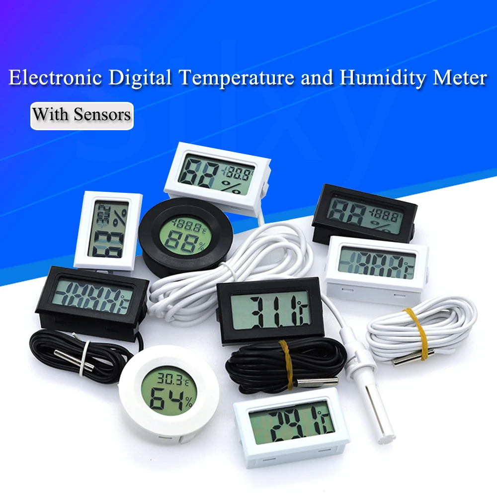 Micro LCD digital thermometer hygrometer indoor convenience temperature sensor hygrometer instrument with cable