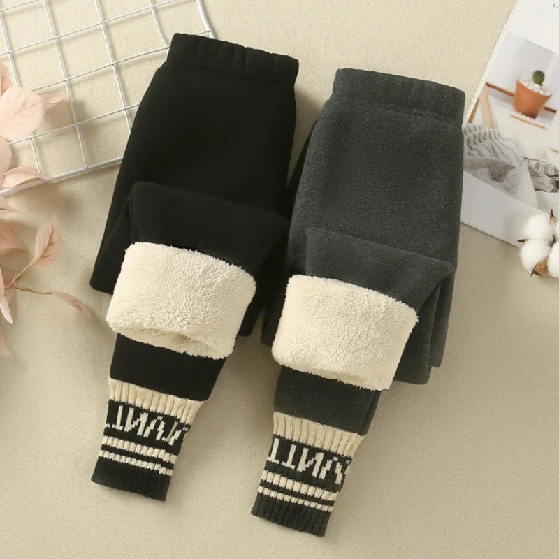 الشتاء الأطفال أزياء ملابس الفتيات الصوف مبطن طماق 4 - 8Y الاطفال عارضة سميكة السراويل الدافئة