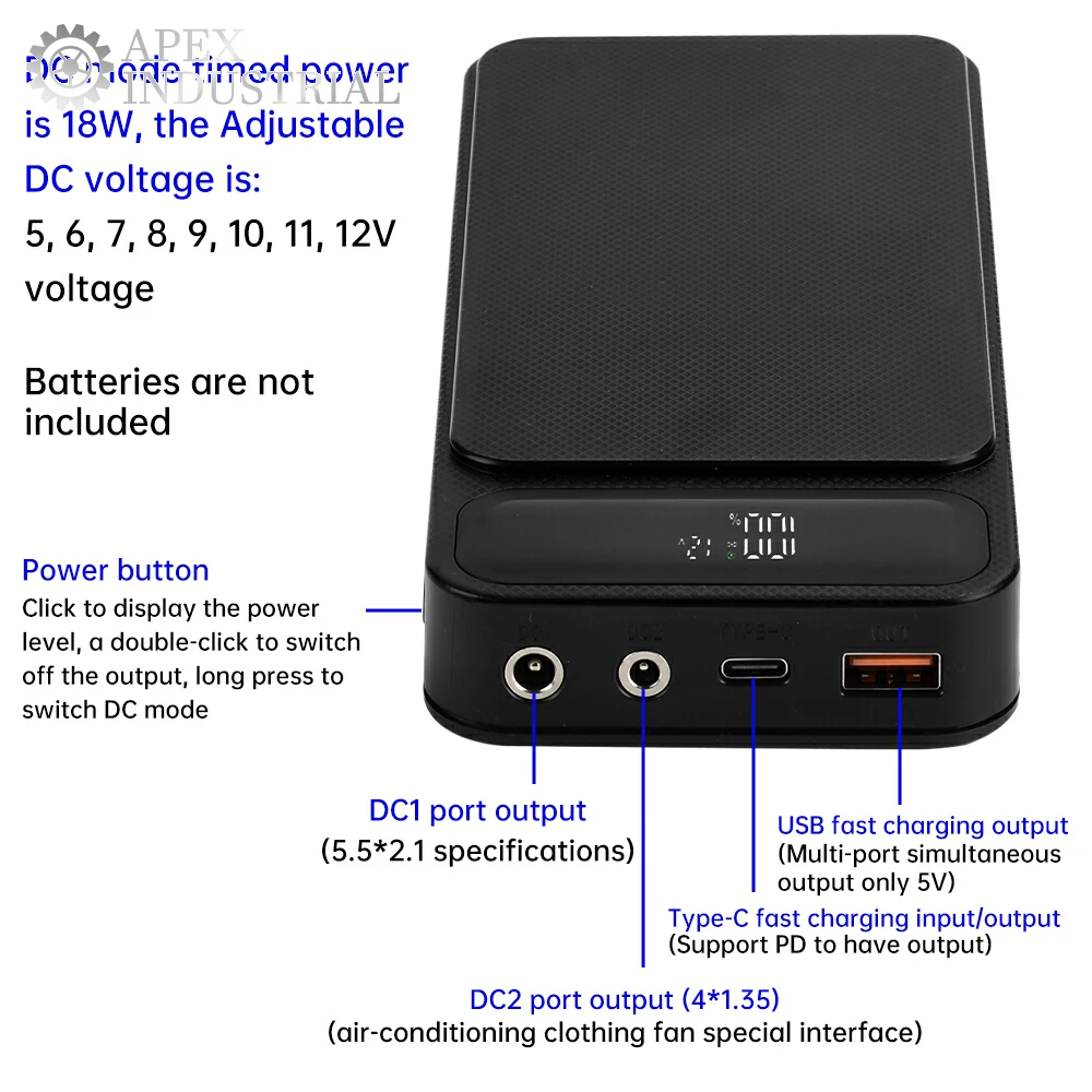 8/10*18650 Battery Power Bank Case USB Type C Charge DIY Shell Without Battery 22.5W PD QC3.0 Quick Charge Welding Free