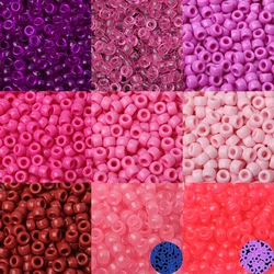 100pcs Red Color 6x9mm Pony Beads Acrylic Loose Beads Diy Craft Jewelry Bracelets Making Hair Supplies
