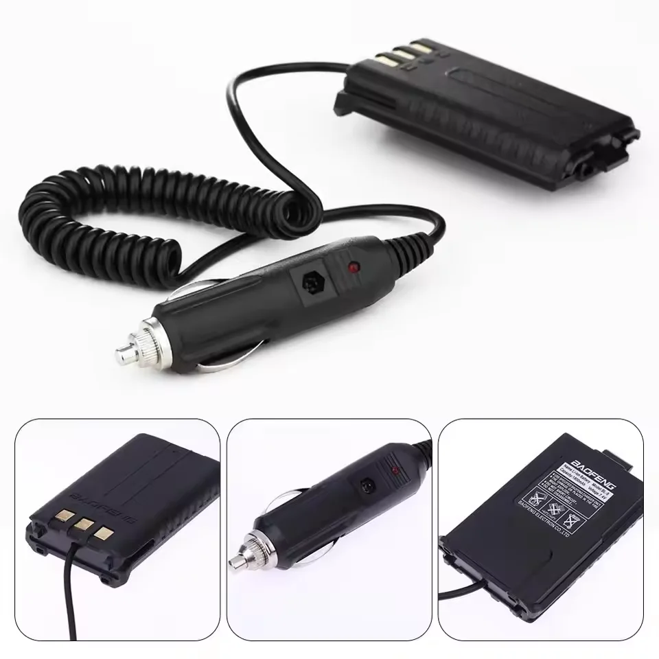 For Baofeng UV-5R Series Two-way Radio 12V Car Charger Battery Eliminator Adapter for UV5R AE Walkie Talkie Charging Accessories