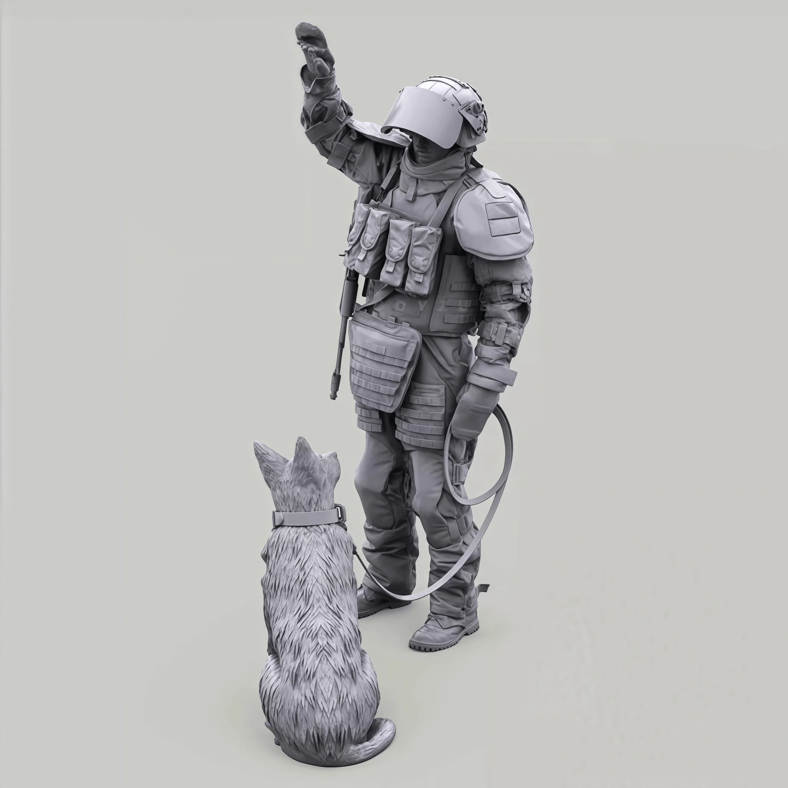 1/35 Casting Resin Model Assembly Kit, GK, Modern American Soldier and Wolf Dog Models, Unpainted