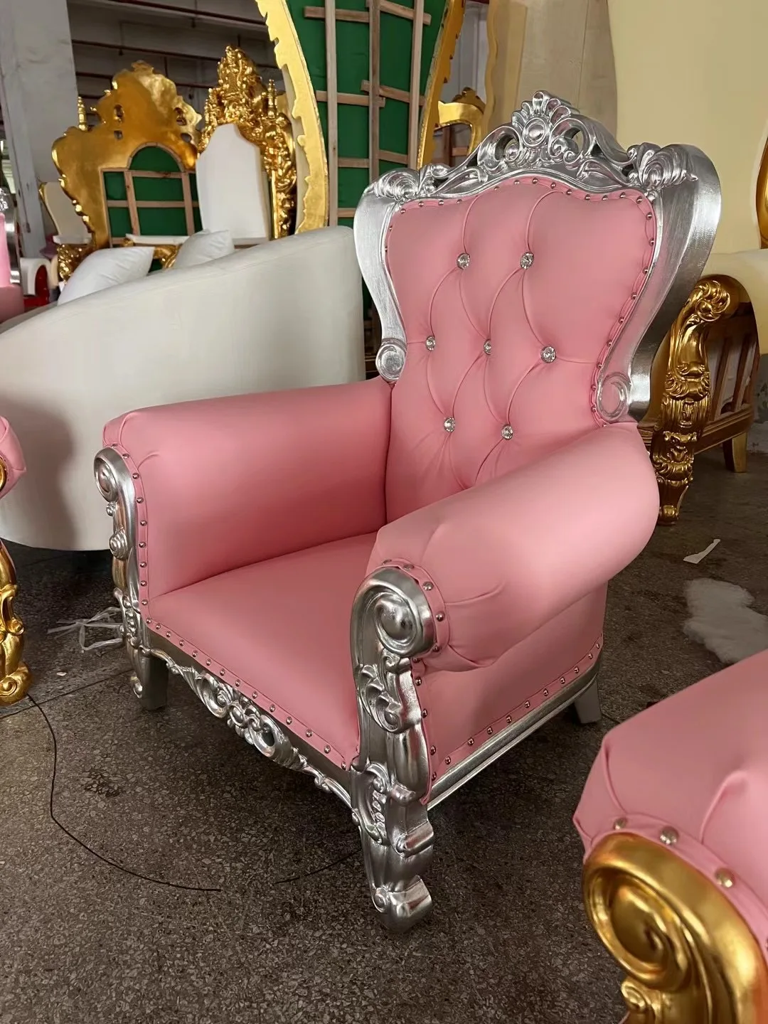 High Back Event Furniture Pink Royal Throne Chair for Kids Party view 4