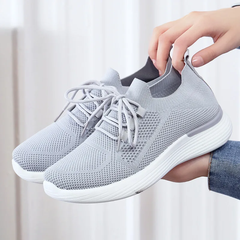 

Women's Breathable Mesh Elastic Sneakers Lightweight Gym Running Shoes Non-Slip Comfort Walking Travel Casual 2024 New