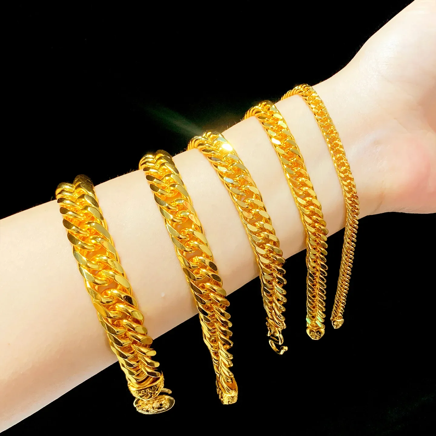 VivoGoldNew luxury real gold jewelry 24k certifid bracelet blessed buckle riding whip domineering au999 gold boss bracelet