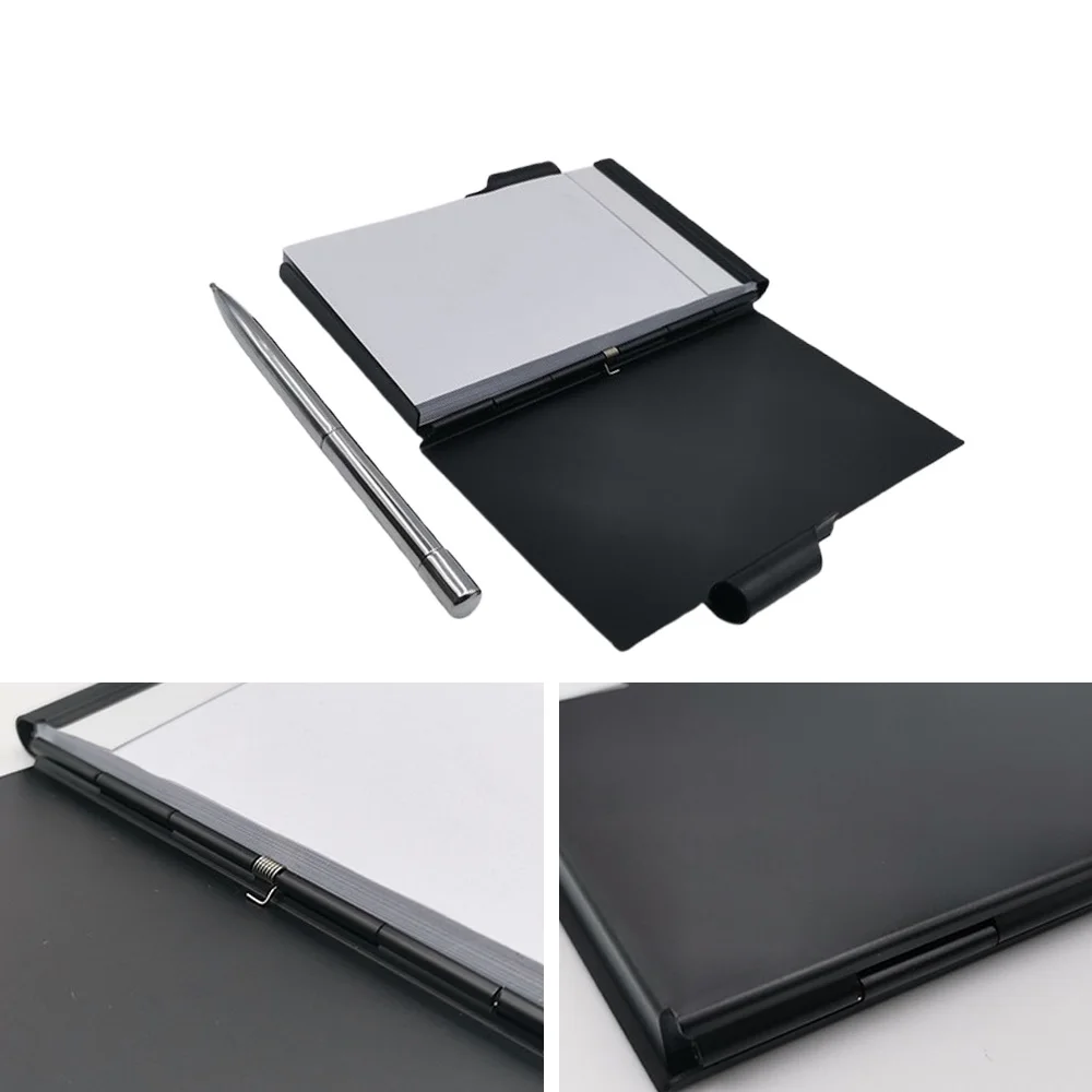 

Aluminum Alloy Mini Notebook Convenient Memo Pads Pocket Server Note Pads Works Schedule Reading Page office supplies with pen