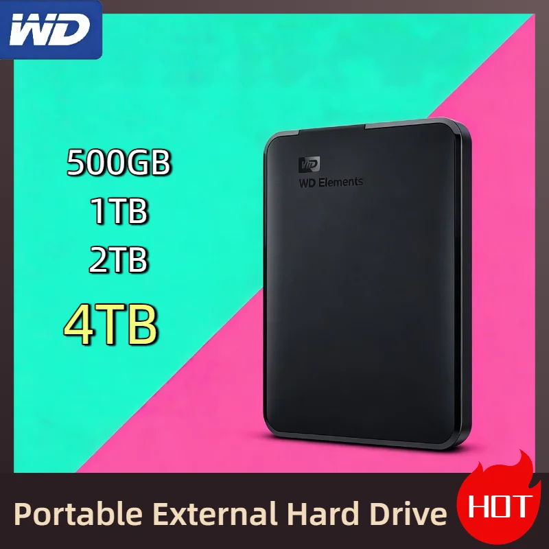Western Digital WD Elements 2TB 1TB External Hard Drive 2.5 Inch USB 3.0 Portable External HDD For Desktop PC Laptop Pro