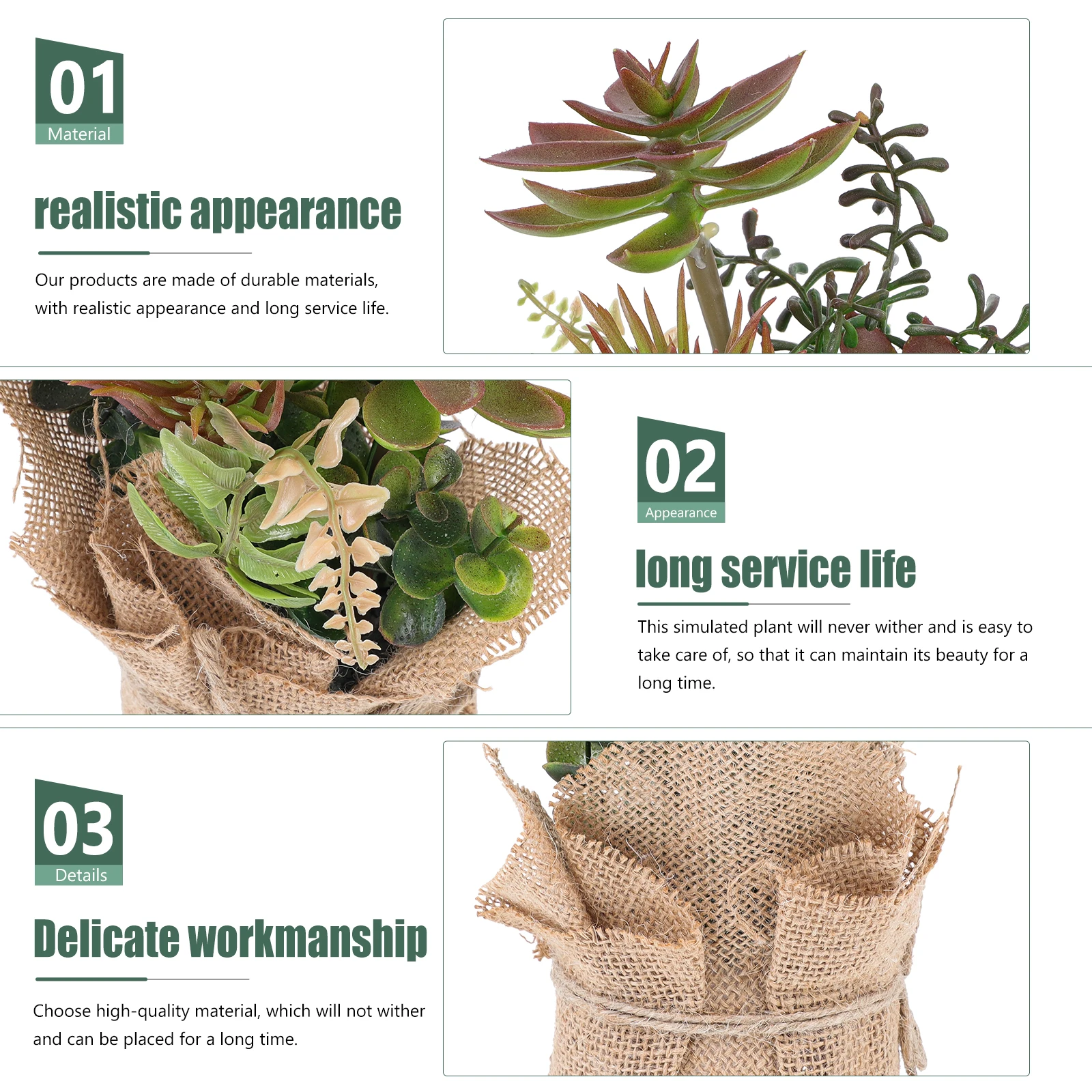 

Artificial Succulent Plant Small Bonsai Fake Decorative Indoor Simulation Faux Plants Easy Clean Plastic Living Office nament