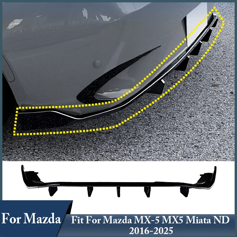 Rear Bumper Diffuser Lower Lip Trim Car Accessories For Mazda MX-5 MX5 Miata ND 2016-2025 Exterior Spoiler Tail Splitter Bracket